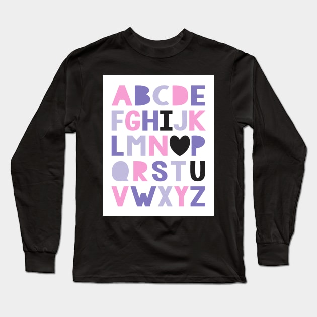 I love you ABCs in pink and purple Long Sleeve T-Shirt by creativemonsoon